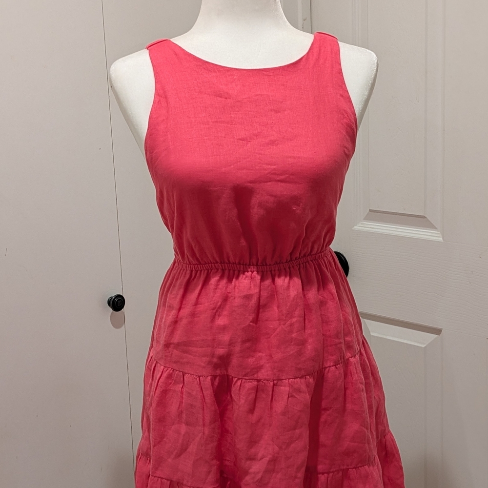 Pink Backless Linen Dress